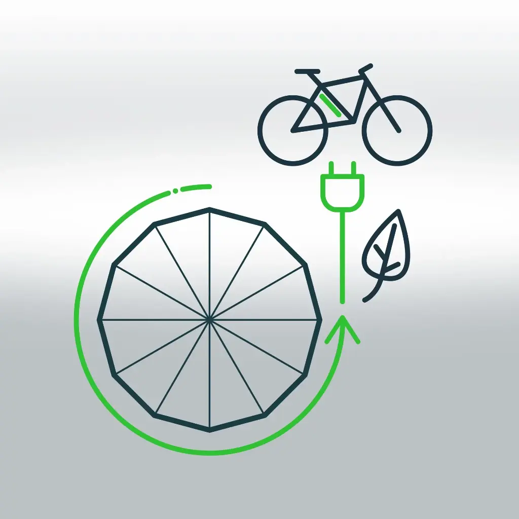 Für das komfortable Laden von E-Bikes wird eine elektrische Schleifleitung im Bereich des Drehkranzes eingebaut und von dort wird ein Kabel mit Schukosteckdose in 6 Fahrradboxen verlegt. Übergabe 1m über Außenkante KARUSO - KAUF
