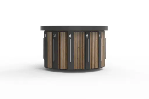 KARUSO - Fahrradabstellanlage"Vorarlberg" (rund und mit Holzleisten) für 12 Räder